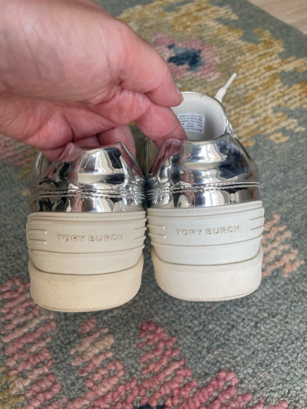 Tory Burch Clover Court Silver Sneakers Women 7.5 - Picture 7 of 13